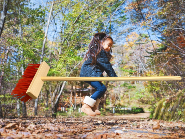 children street broom with handle RED