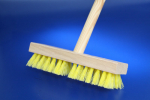 childrenbroom with handle in yellow